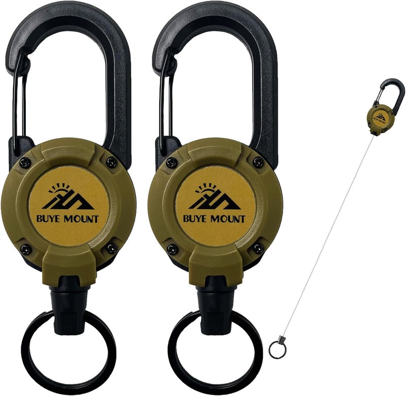 Yojaro Retractable Keychain Heavy Duty 2Pack, Multitool Carabiner Badge Holder, Retractable Keychain Clip Id Holder, Upgraded 58cm Stainless Steel Cord Yellow - Image 1